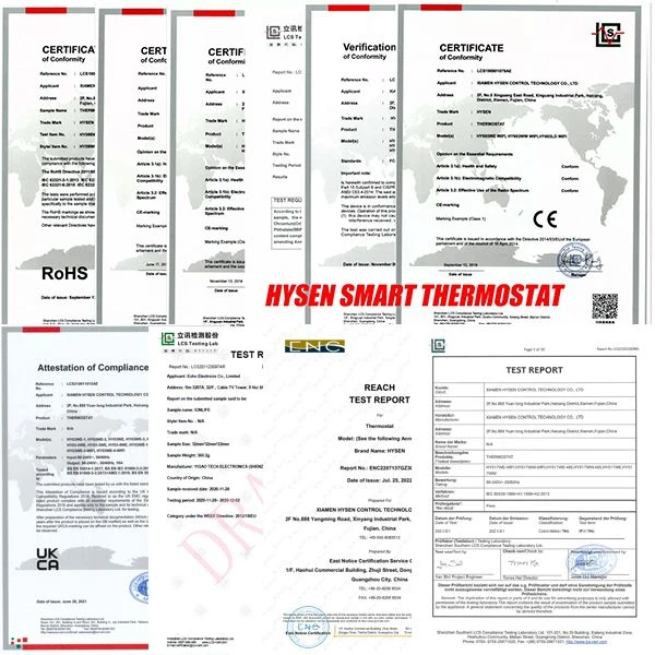 Certificate WIFI Thermostat 09BW Certificate WIFI Thermostat 09BW